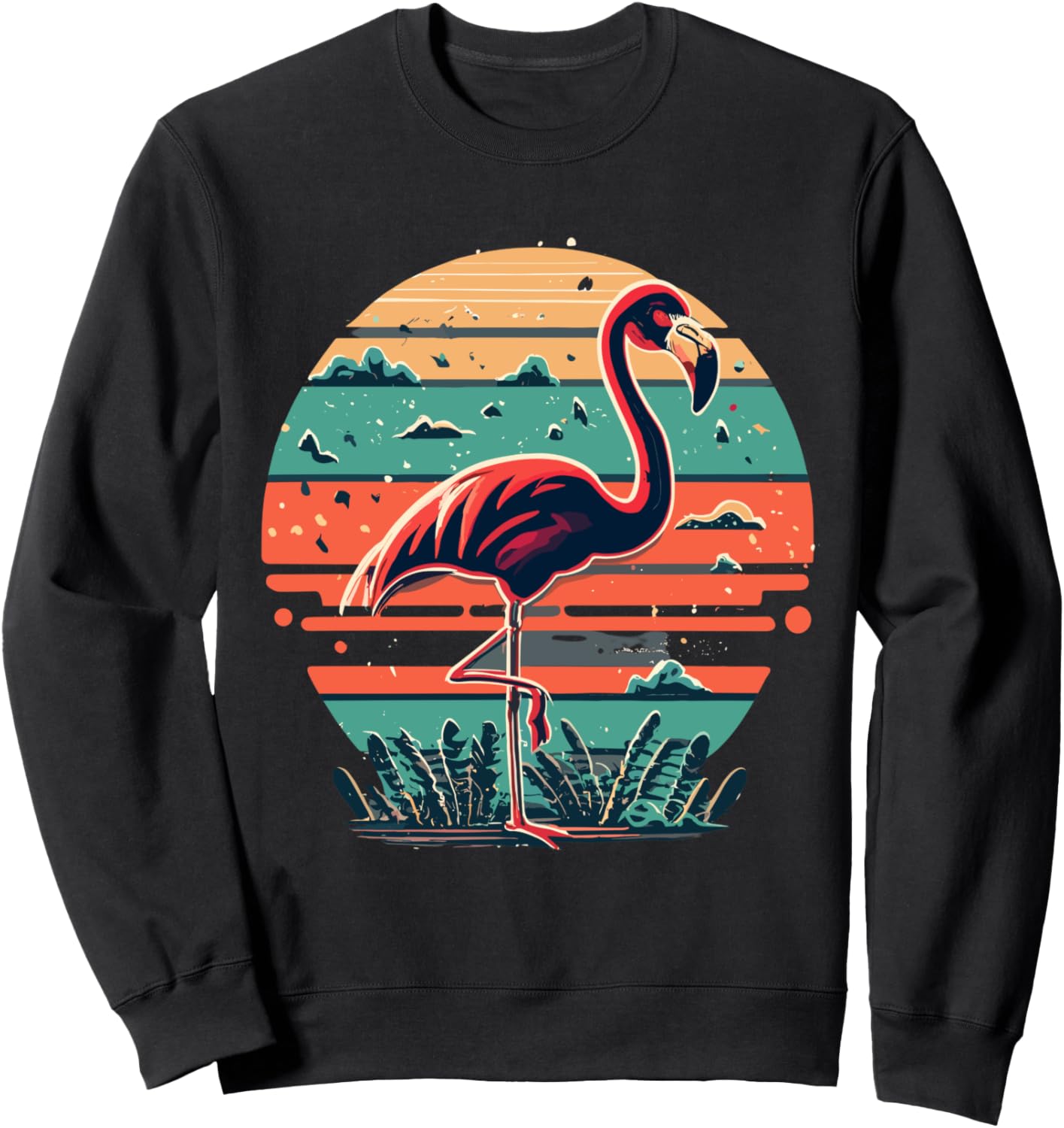 

Ретро-толстовка с тропическим рисунком фламинго Flamingo Retro Sunset Co., черный