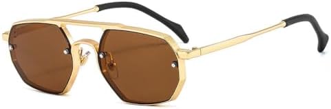 

Солнцезащитные очки в стиле панк с металлической оправой для женщин, квадратные солнцезащитные очки в стиле стимпанк для мужчин, черные, с защитой UV400, модные женские очки MTZJH, C4gold-brown