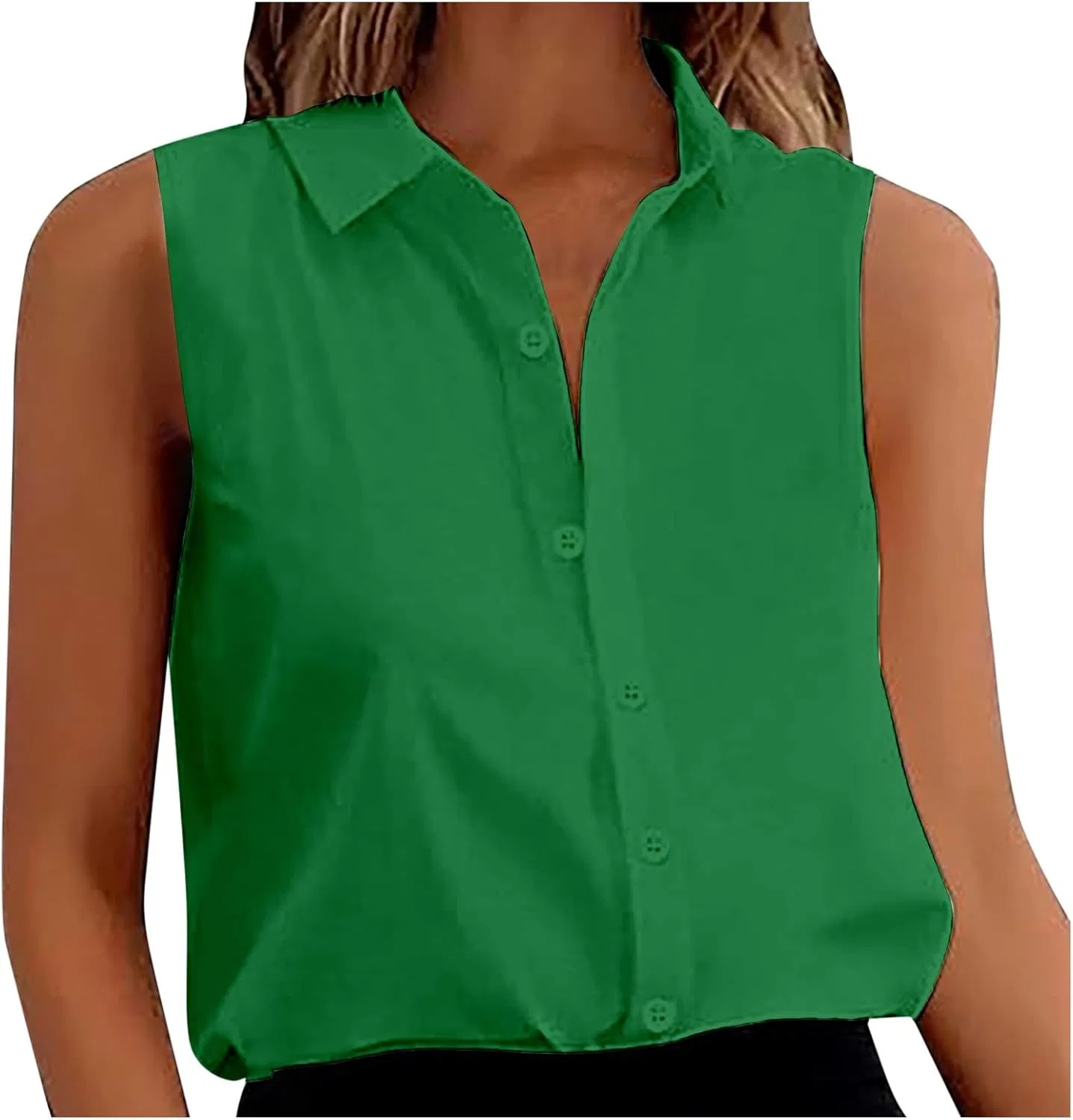 Блуза с воротником, sleeveless, tank top, от, зеленый