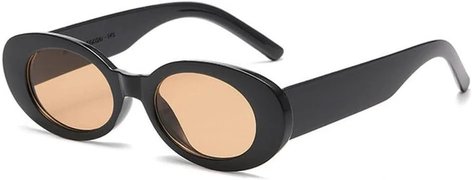 

Солнцезащитные очки в ретро-оправе овальной формы, маленькая оправа, модные для женщин, пляжные, с зеркальными линзами, модные для мужчин MTZJH, Black Tea