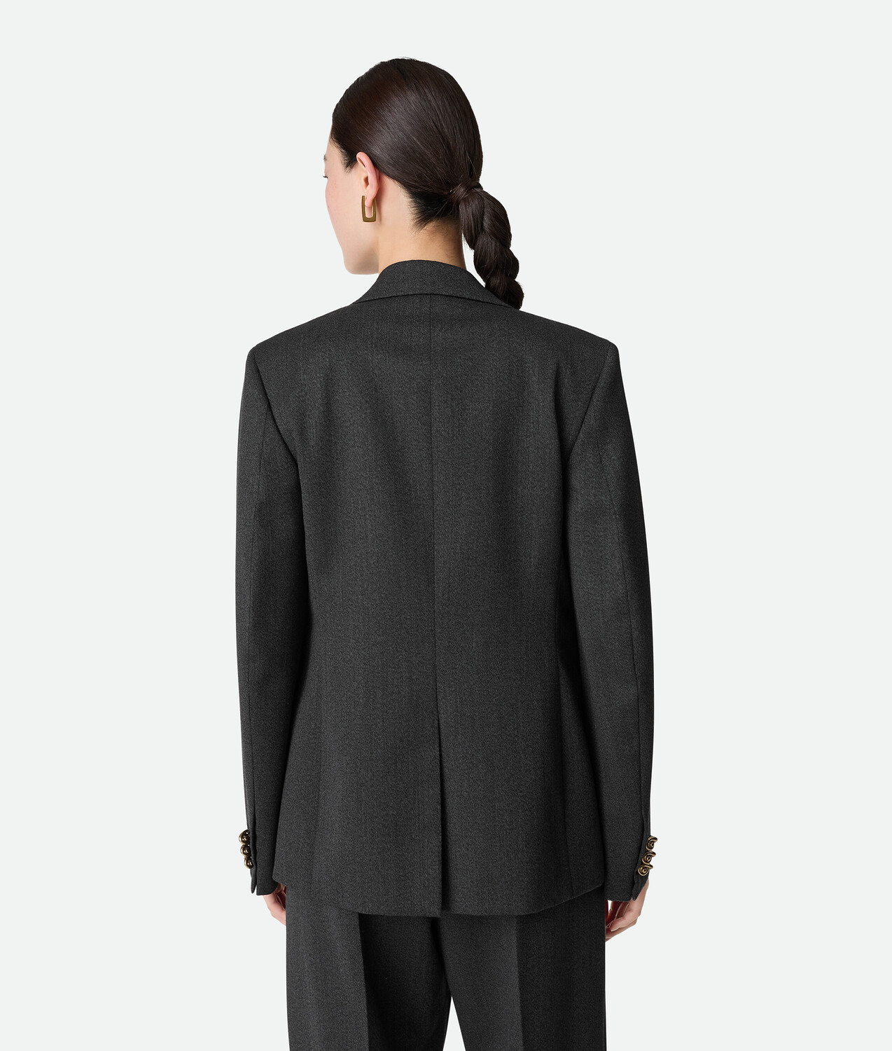 Mouline wool twill jacket BOTTEGA VENETA, угольный/черный — фото 3