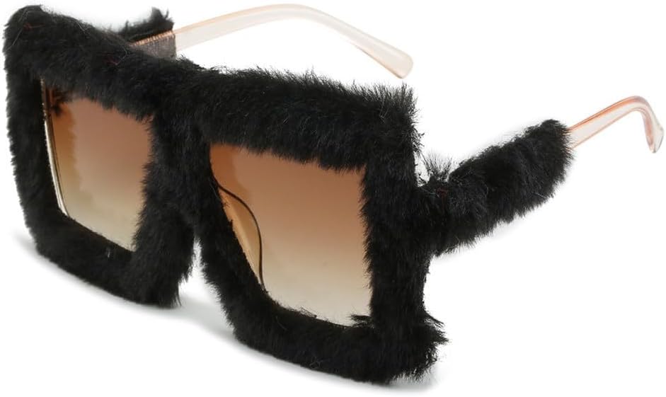 

Модные солнцезащитные очки с мягким мехом для женщин, изготовленные вручную из бархата, большие квадратные очки для женщин с защитой от УФ-излучения UV400 HYYZZC, C2black-brown