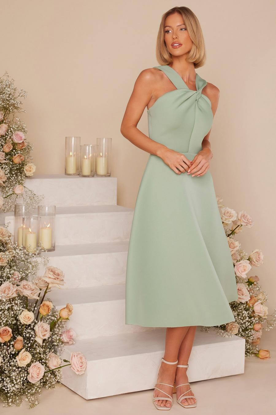 

Платье-миди с перекрещивающимися бретелями спереди QUIZ Clothing