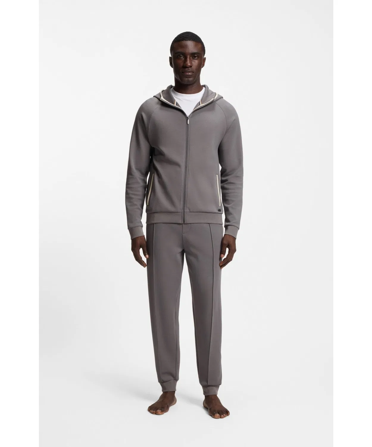 Спортивные брюки из коттона с контрастным поясом BOSS Menswear, темно-серые — фото 3