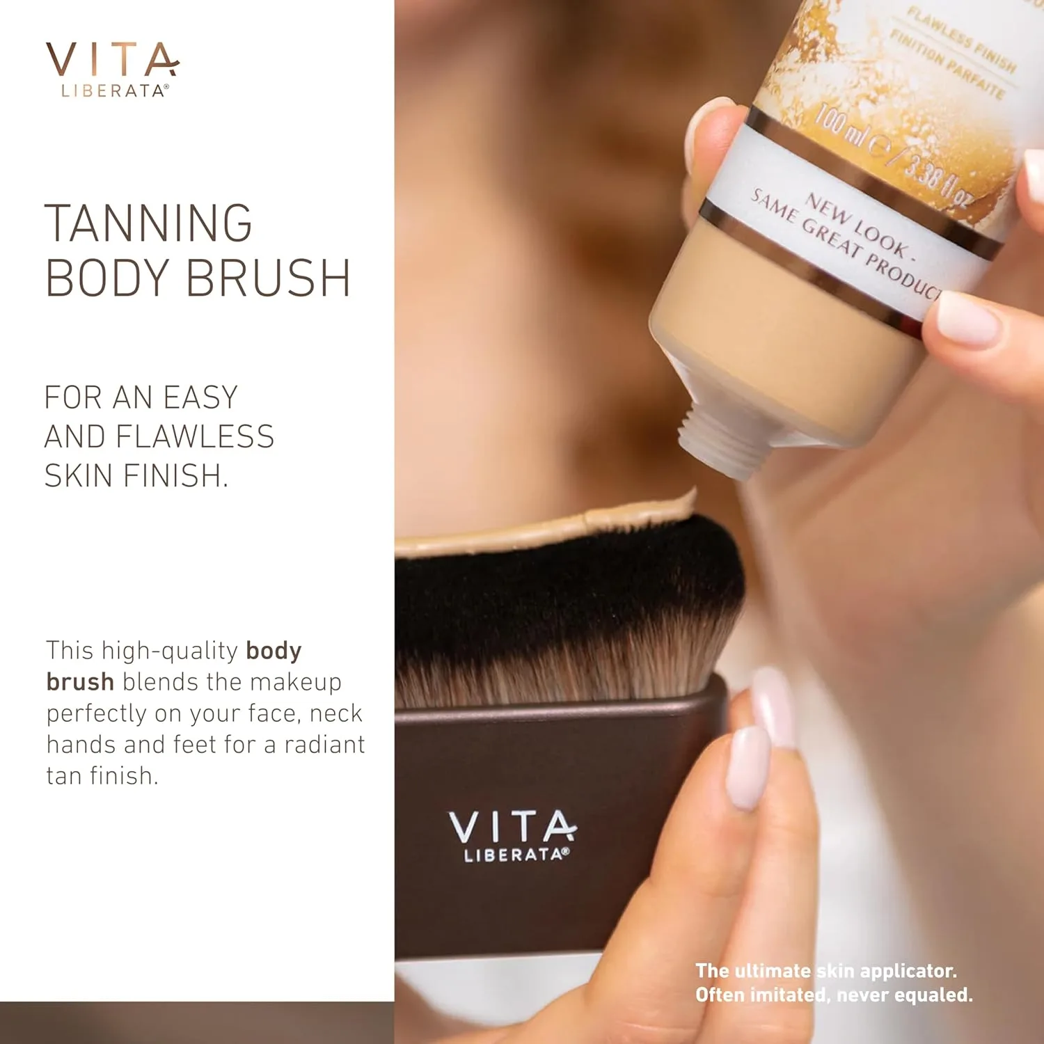 Кисть для автозагара Vita Liberata - разработана для использования с автозагаром и макияжем тела, обеспечивает равномерное нанесение без разводов, многоразовая и легко моется, подходит для веганов., Brown — фото 2