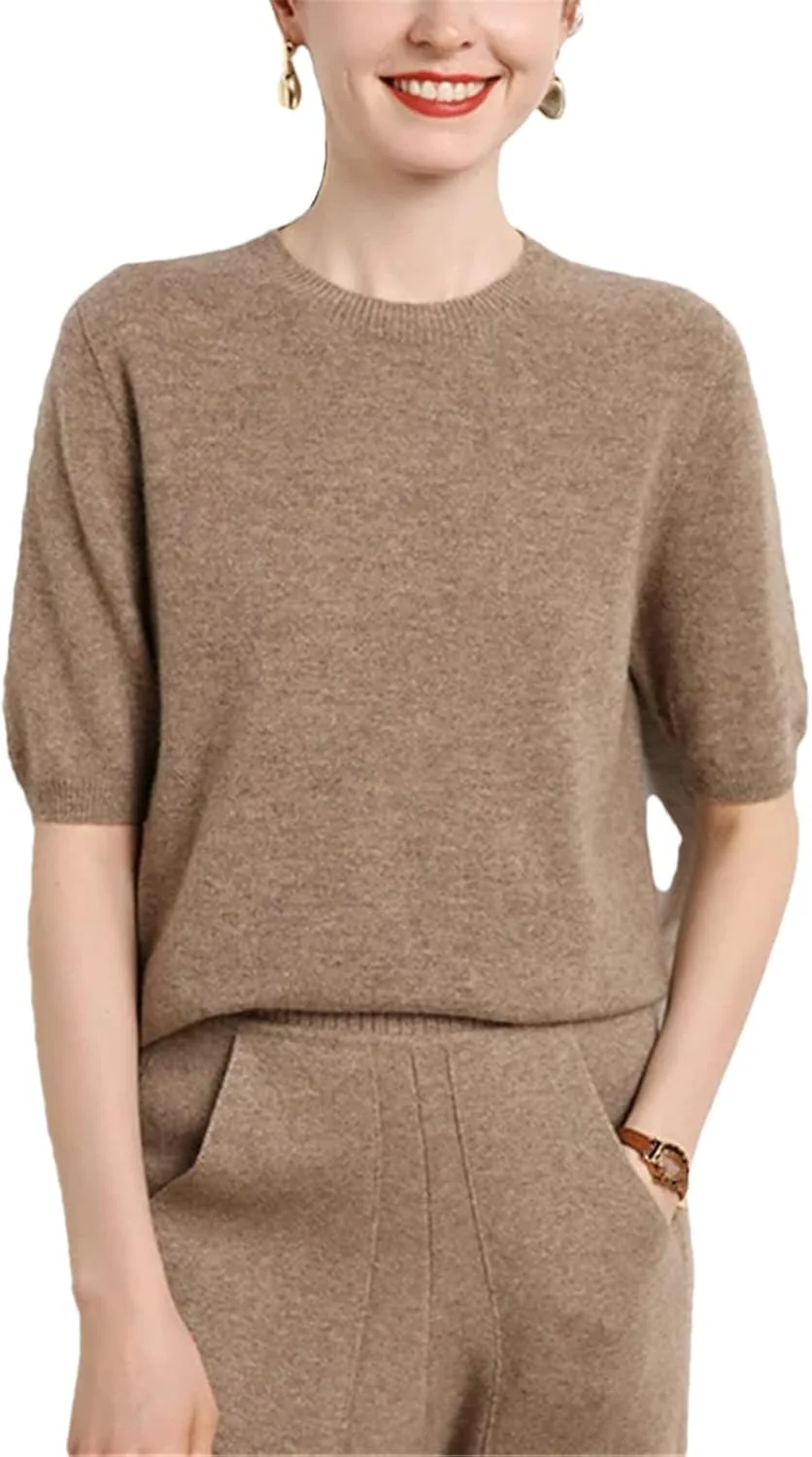 

Женский короткий рукав кашемировый свитер O-Neck