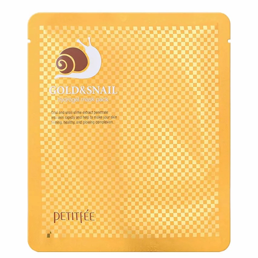 

Гидрогелевая маска для лица с золотой пылью и экстрактом улитки gold & snail hydrogel mask Petitfee, количество 1 шт.
