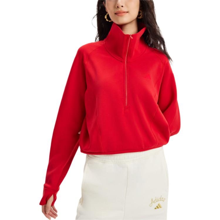 Женская толстовка с половинной молнией, коллекция FW25 Adidas, светлый scarlet — фото 4