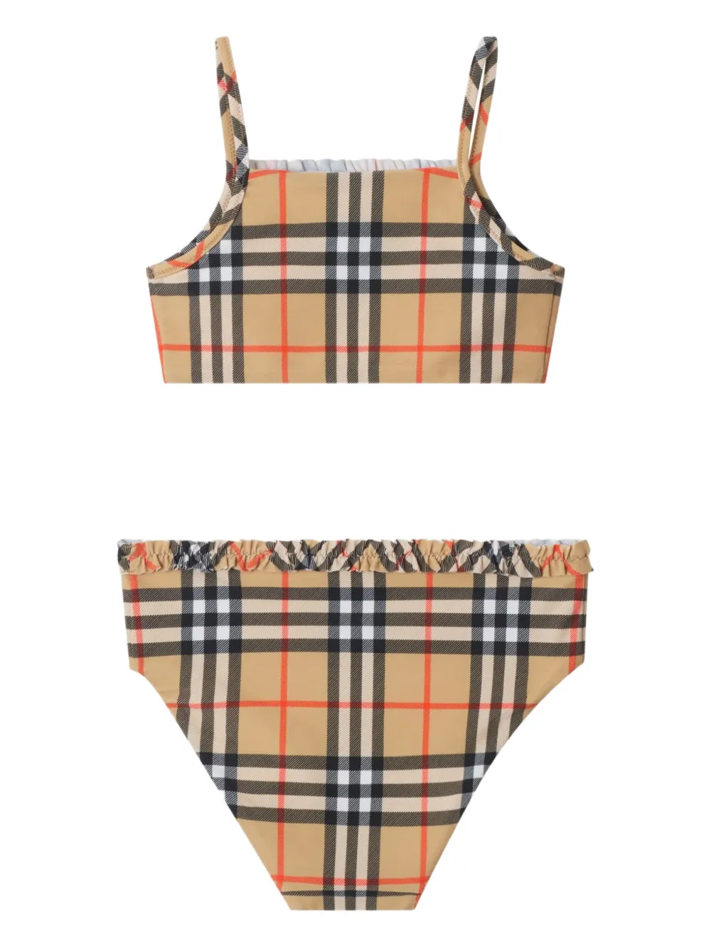 Бикини в клетку с оборками Burberry Kids, бежевый — фото 2