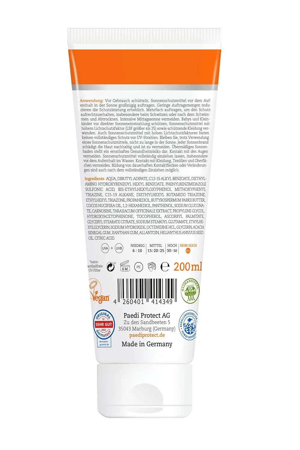 Семейный солнцезащитный крем PAEDIPROTECT SPF 50+, 200 мл Paediprotect — фото 2
