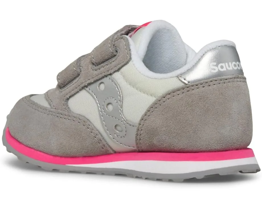 Кроссовки Saucony Kids Originals Jazz Hook & Loop Sneaker (Toddler/Little Kid), Grey/Silver/Pink — фото 4
