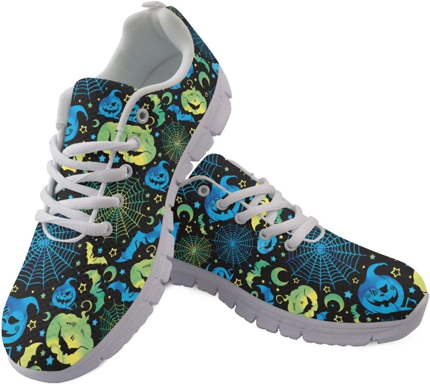 

Кроссовки Forchrinse для женщин и мужчин, повседневные, с шнуровкой, для бега, дышащие, легкие теннисные обувь, Halloween Bat Pumpkin