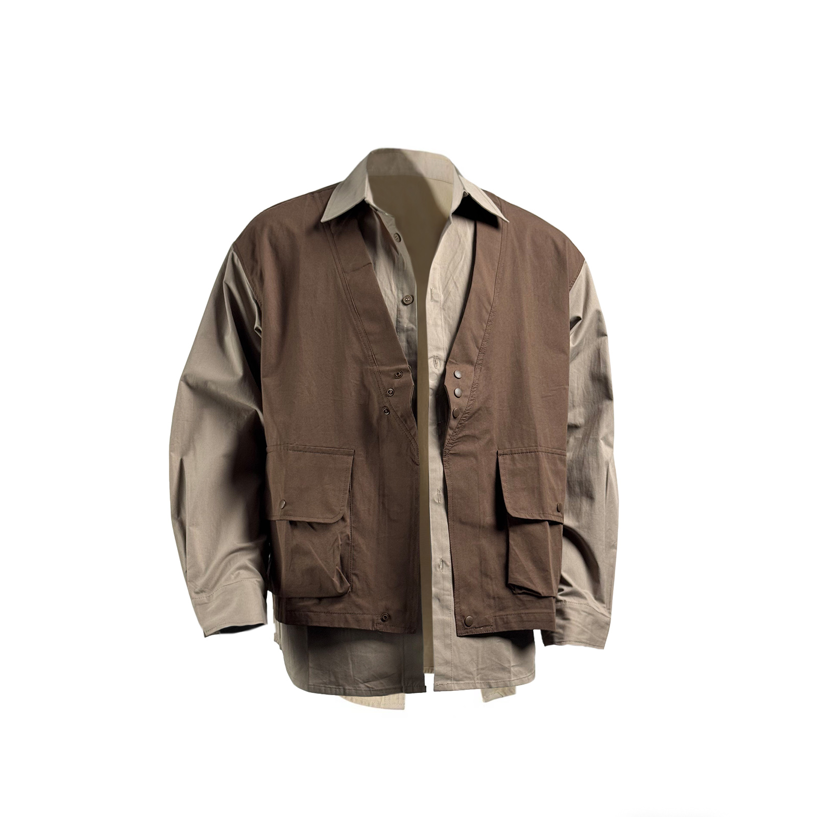 

NEVER RULE Рубашка Unisex Brown Lapel Moderate Others