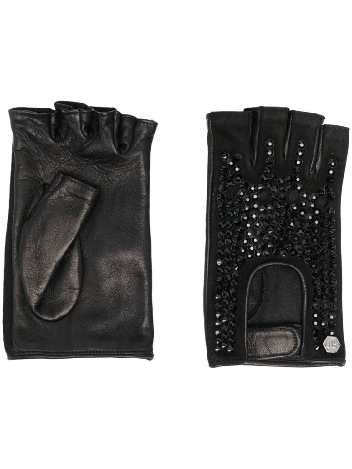 

Philipp Plein кожаные перчатки с кристаллами, черный