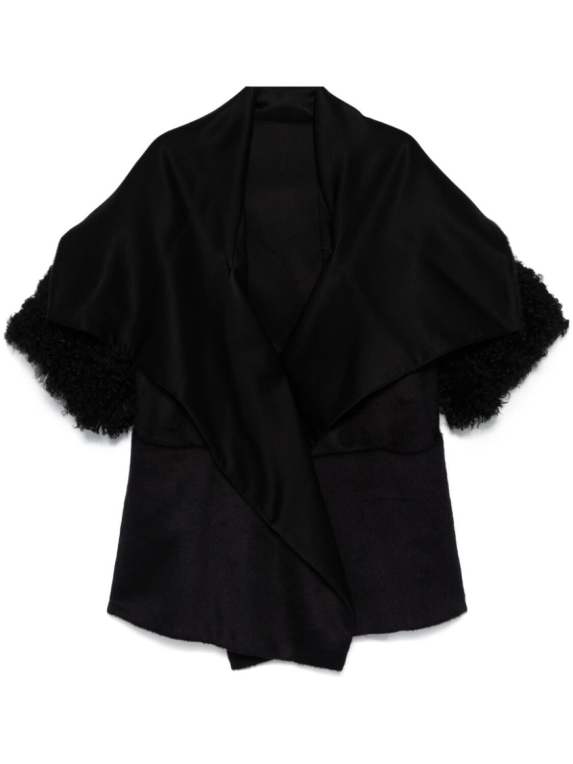 

Alberta Ferretti кейп с мехом, черный