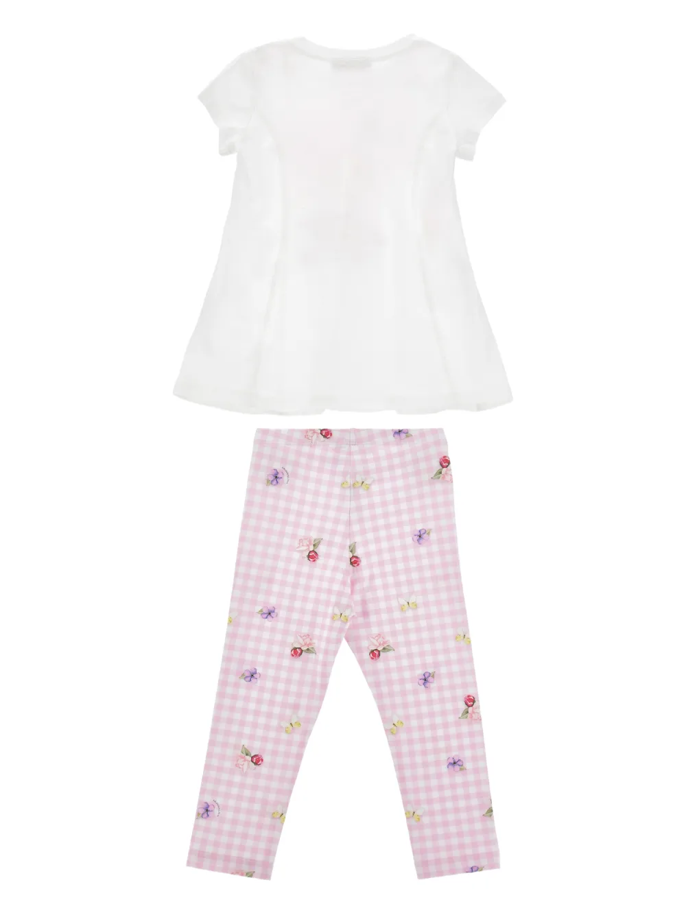 Комплект Gingham из топа и брюк с цветочным принтом Monnalisa, розовый — фото 2