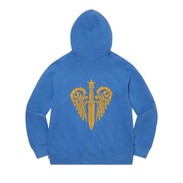 Толстовка Supreme x The Great China Wall Sword Hooded Sweatshirt Washed Royal, синий — фото 2