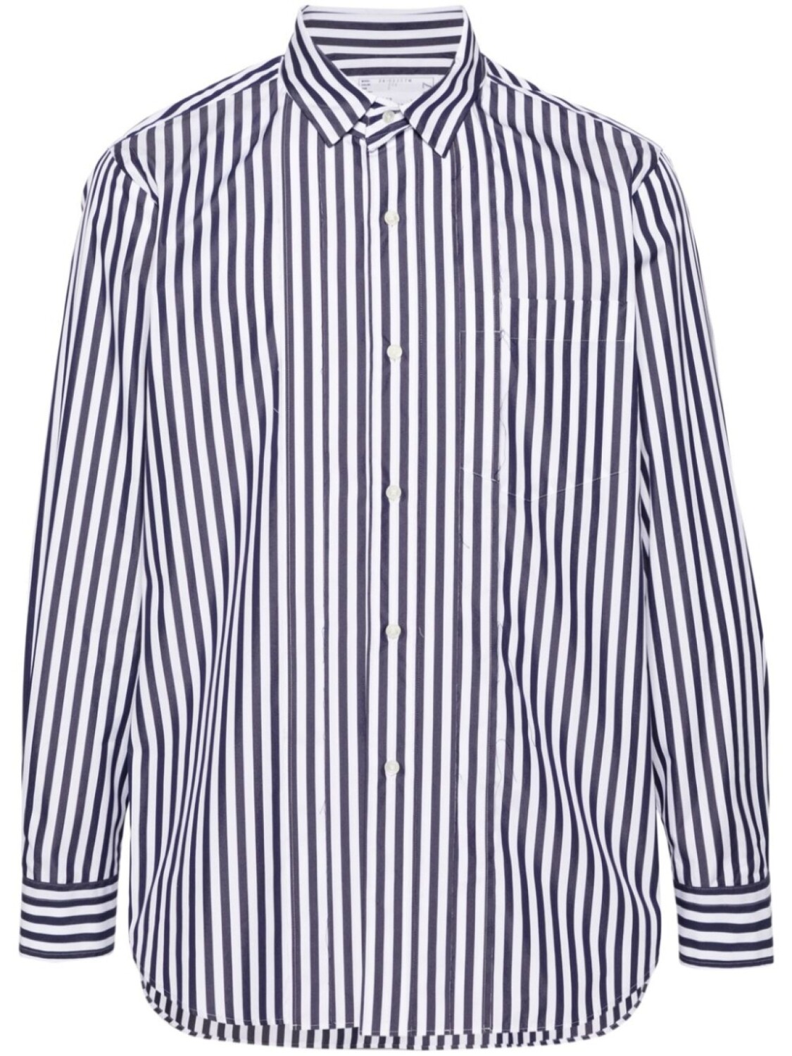 

sacai полосатая рубашка с защипами, синий
