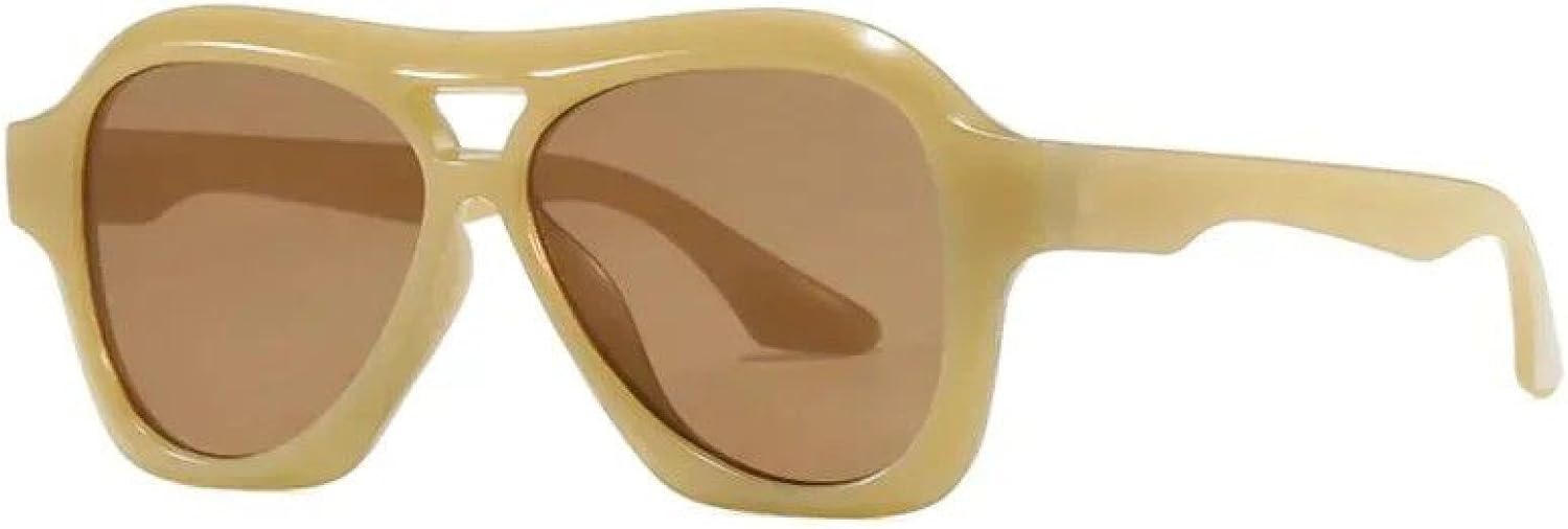 

Модные солнцезащитные очки с двойной перемычкой большого размера для женщин, ретро, ​​гелевые, с защитой от УФ-излучения UV400, для мужчин, в стиле панк TVTBBVV, Jelly Tea