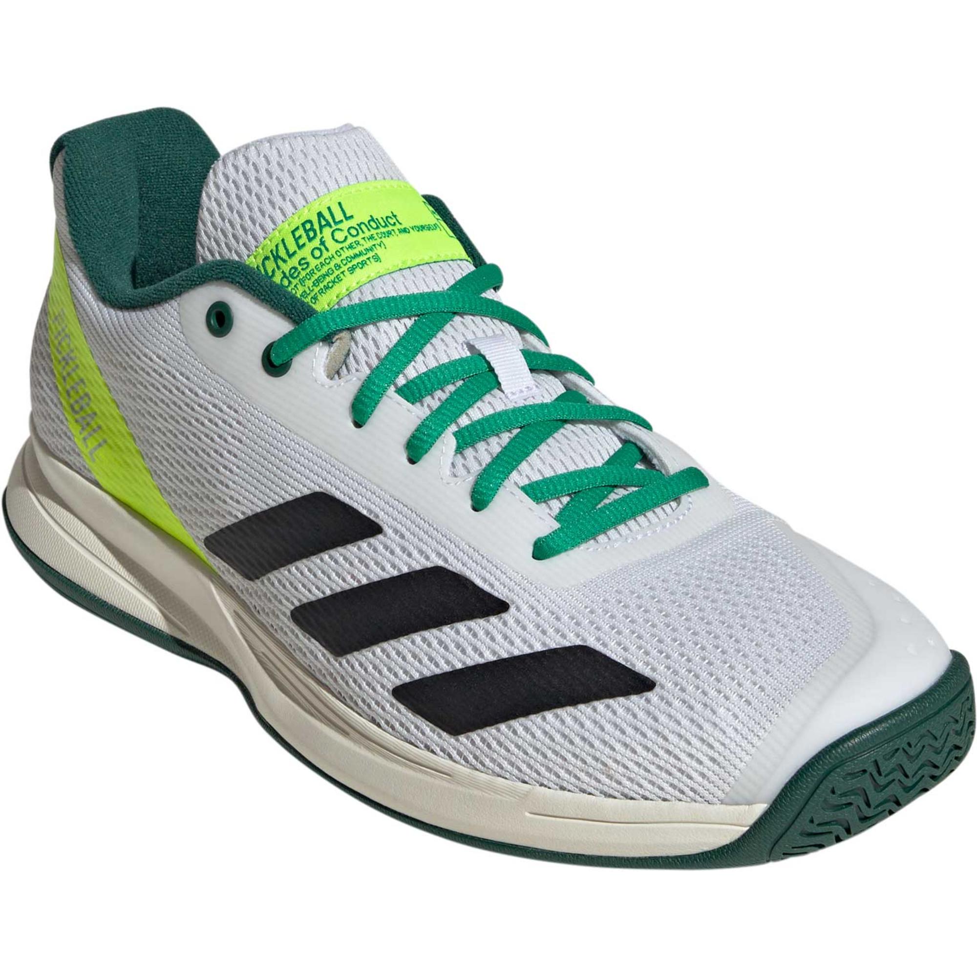 Мужские кроссовки для пиклбола Courtflash Adidas, Cloud White/Core Black/Collegiate Green — фото 2