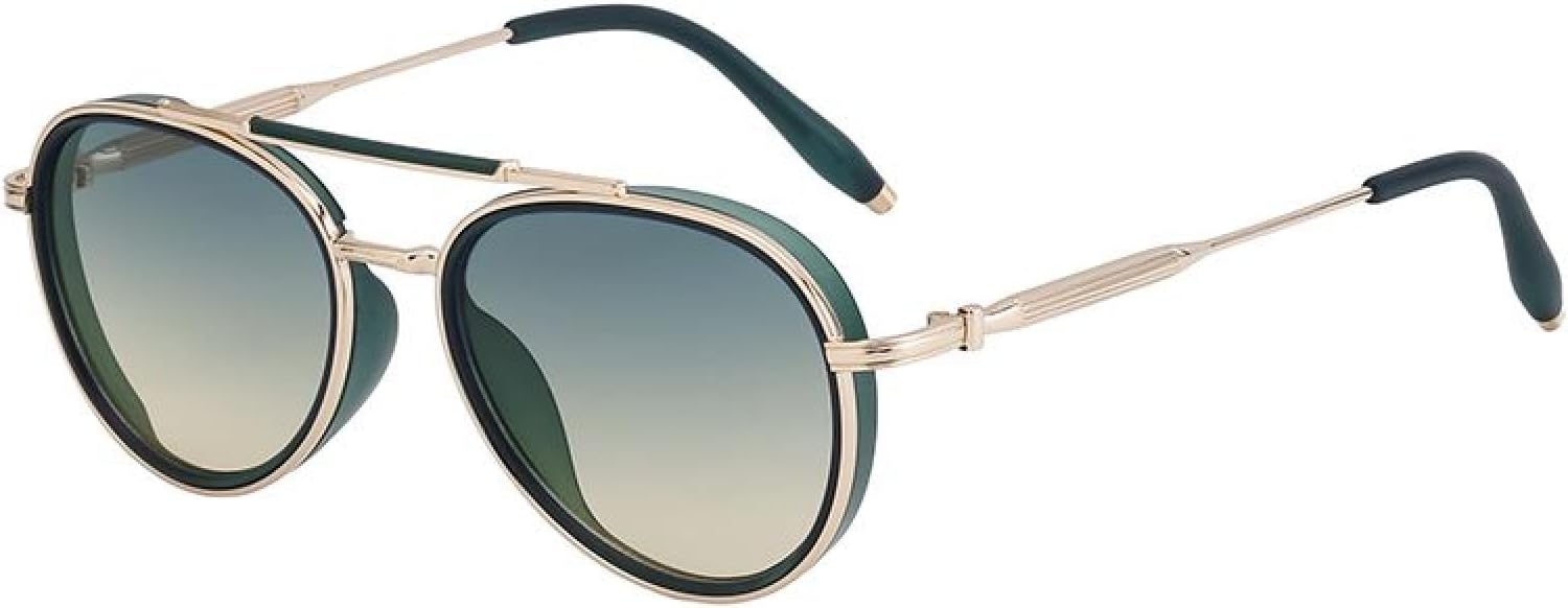 

Круглые солнцезащитные очки в стиле стимпанк для мужчин, роскошные овальные очки в винтажном стиле панк с металлической оправой, защита от УФ-излучения UV400 TVTBBVV, C7greenorange