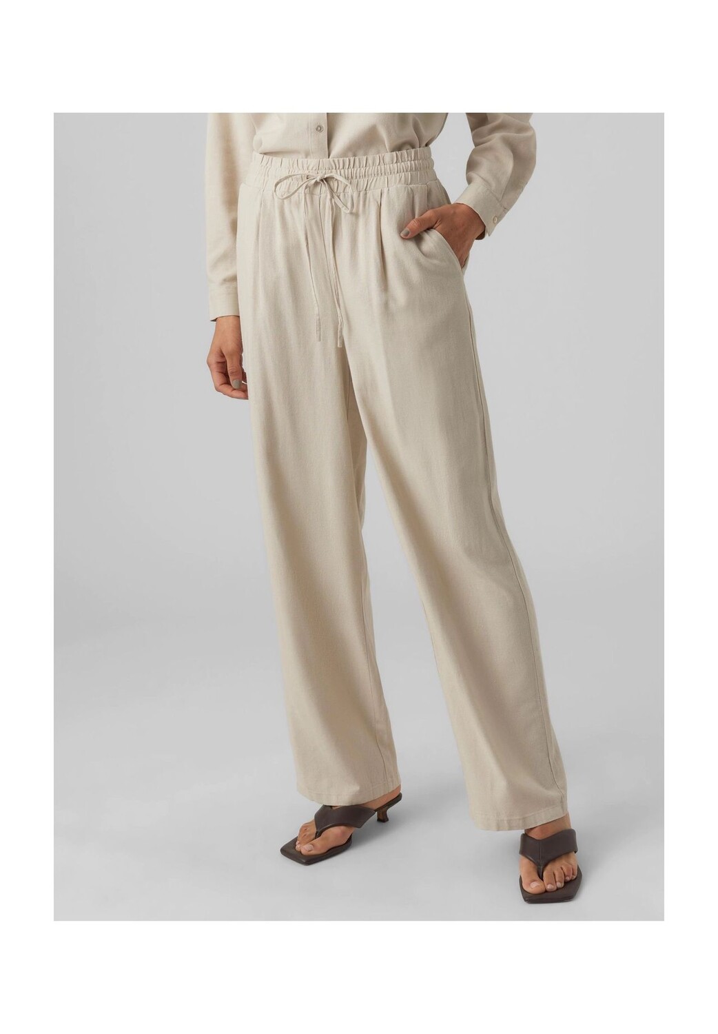 

Брюки тканевые, на кулиске, свободные, женские VERO MODA, цвет Silver Lin