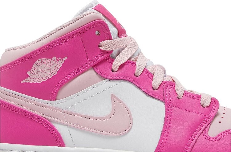 Кроссовки Air Jordan 1 Mid GS 'Fierce Pink', розовый — фото 2