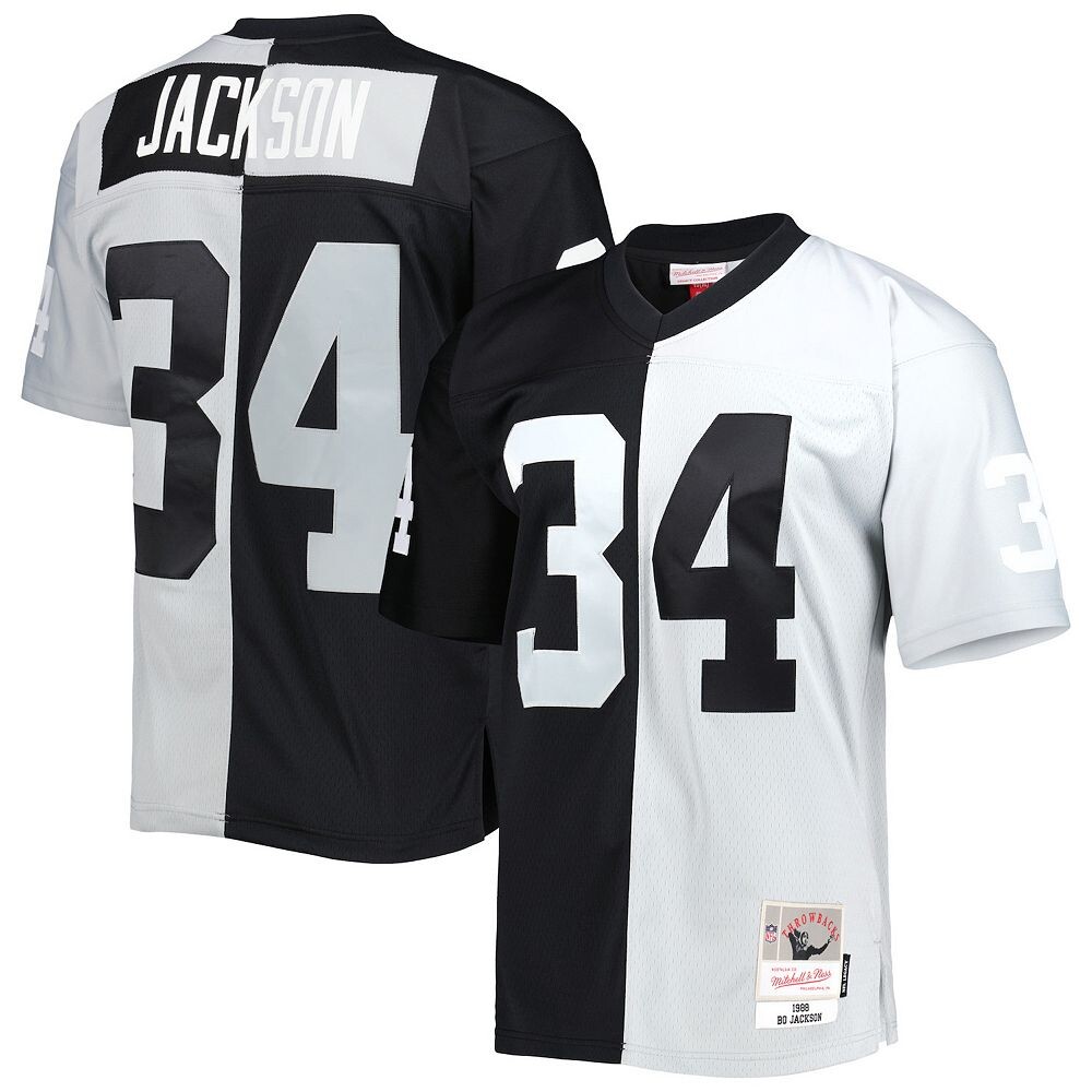 

Мужская футболка Mitchell & Ness Bo Jackson черного/серебристого цвета Las Vegas Raiders 1988 Split Legacy Replica Джерси, цвет Lvr Black