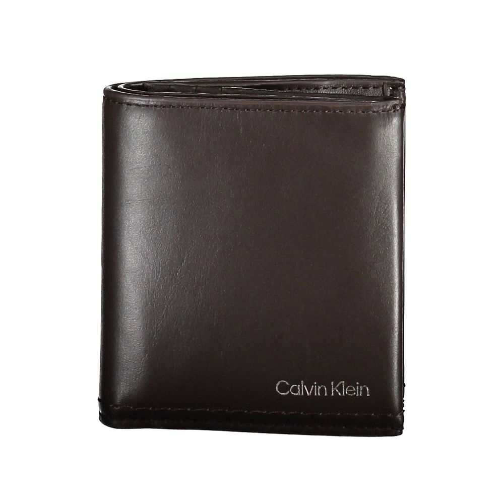 

Коричневый кожаный мужской кошелек Calvin Klein