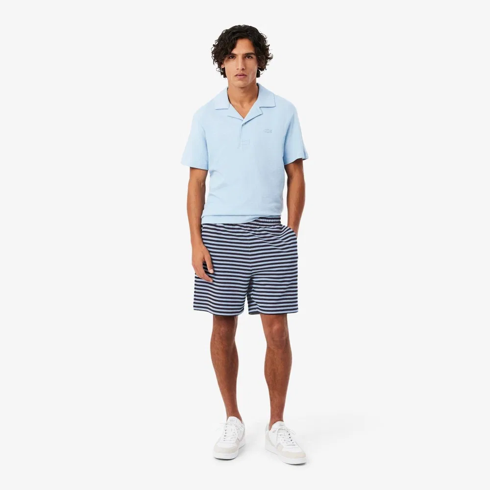 Мужские шорты из поплина в горизонтальную полоску синие от Lacoste