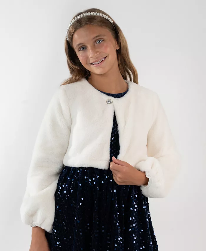 

Детская кардиган с круглым вырезом и стразами для девочек 7-16 лет Rare Editions, слоновая кость/кремовый