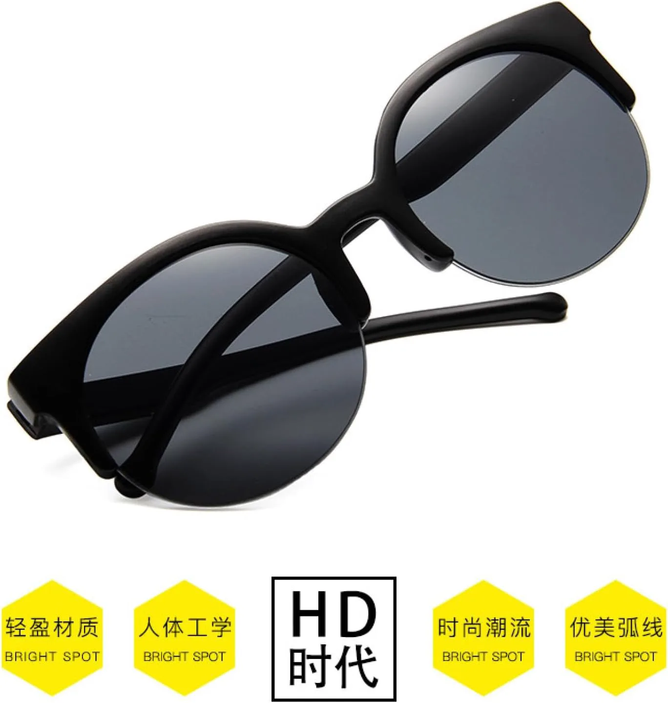 

Модные круглые солнцезащитные очки для женщин и мужчин, роскошные, в стиле ретро, ​​для активного отдыха, с защитой от УФ-излучения UV400 TOIPASTN, Sand Black Gray