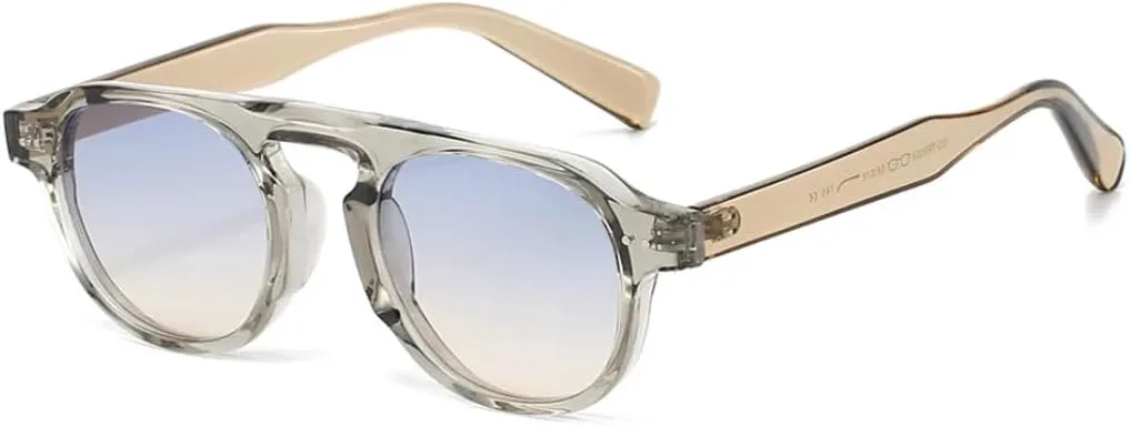 

Солнцезащитные очки женские и мужские в стиле ретро, ​​защита от УФ-излучения UV400, для вождения и путешествий, с декоративными заклепками TVTBBVV, Gray Blue Yellow