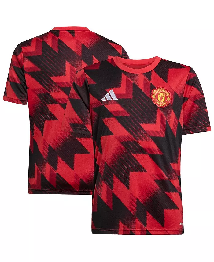

Большие мальчики и девочки красная Manchester United 2025/26 предматчевая футболка AEROREADY Adidas