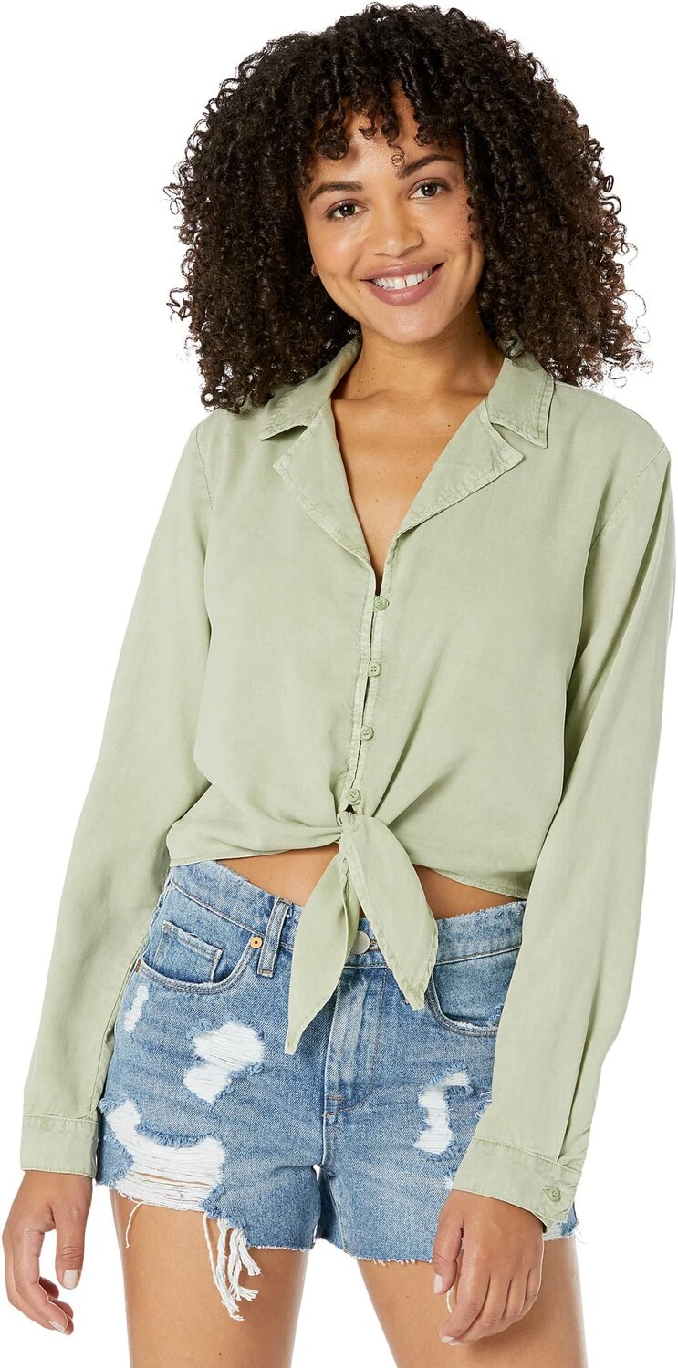 

Рубашка bella dahl Long Sleeve Tie Front Shirt w/ Elastic Back, цвет Sage Green