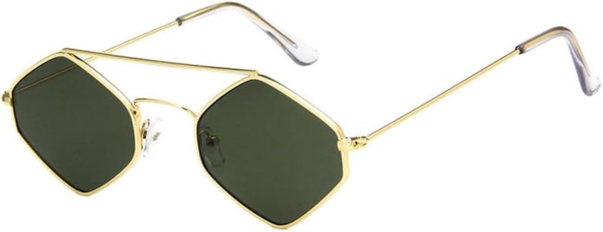 

Женские солнцезащитные очки «кошачий глаз», модные многоугольные солнцезащитные очки в винтажном стиле с металлической оправой и защитой от УФ-излучения UV400 TKKTLLT, Gold-green
