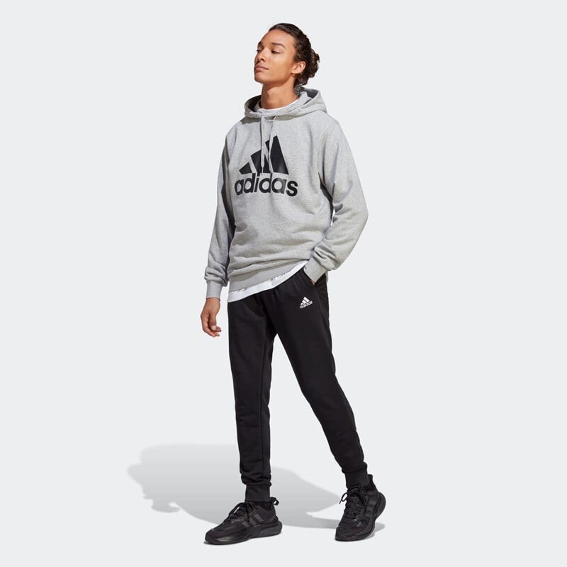 

Мужской махровый спортивный костюм с большим логотипом Adidas, серый