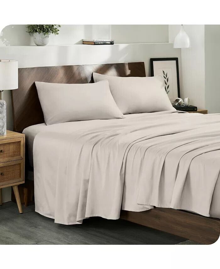 

Комплект простыней из органического хлопка и сатина Twin Bare Home, бежевый