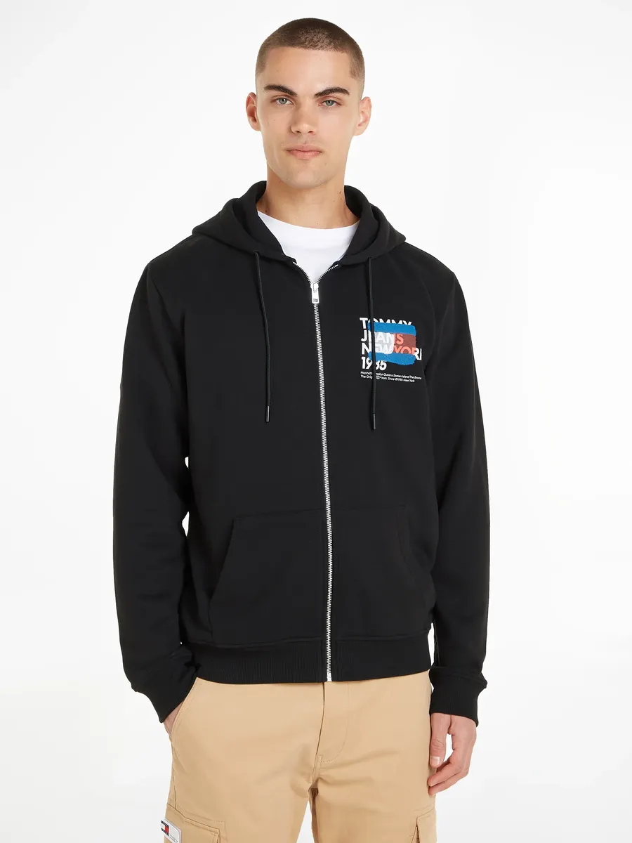 

Толстовка Tommy Jeans "TJM REG GRAFFITI ZIP TRU", с двусторонним принтом модного принта, черный