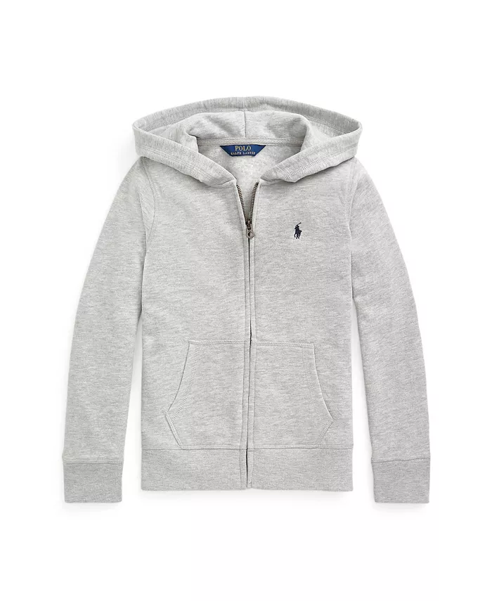 

Толстовка с капюшоном из флиса на молнии для больших девочек Polo Ralph Lauren, серый
