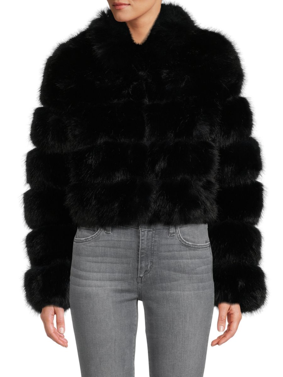 

Укороченная куртка с воротником из искусственного меха BELLE FARE, черный