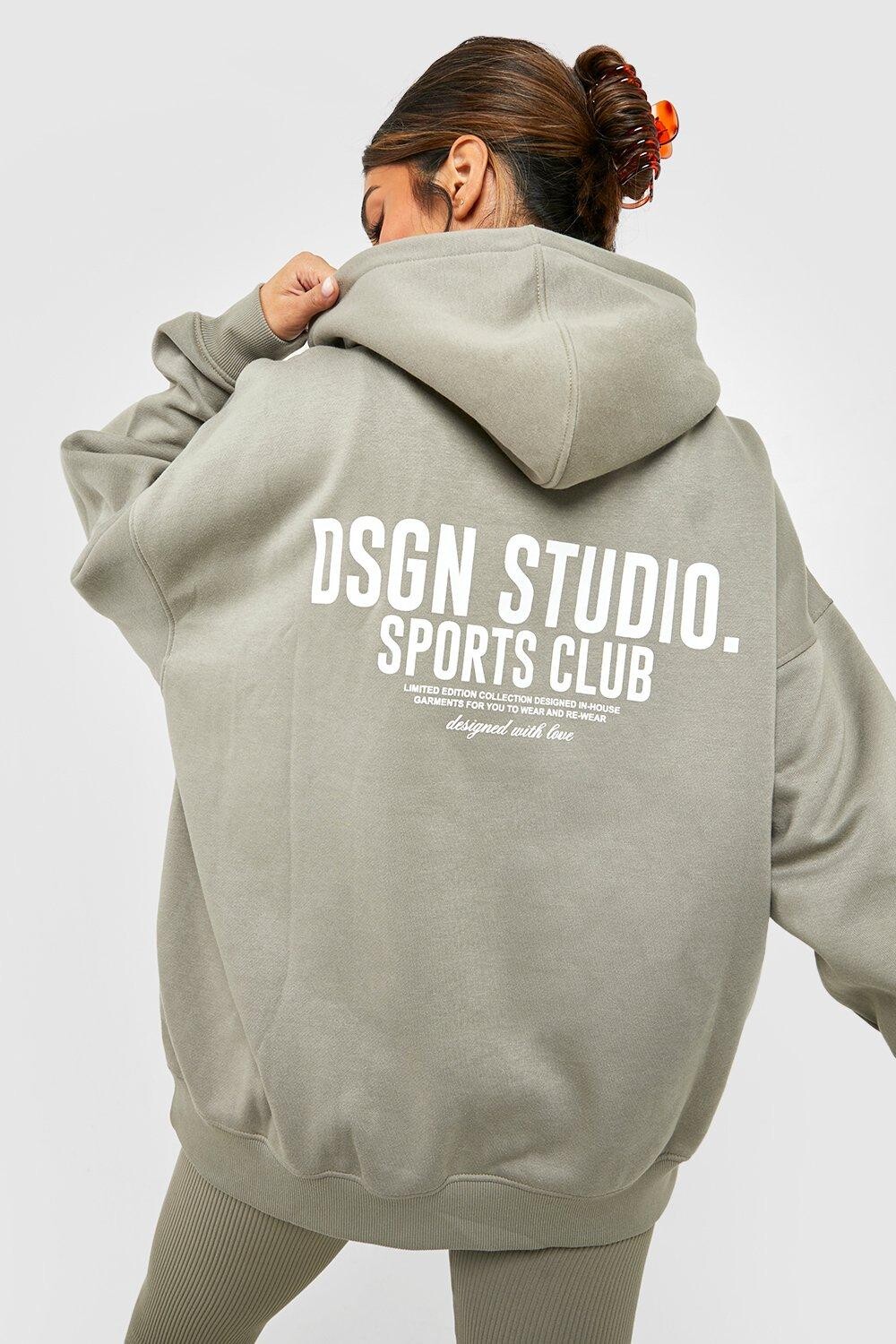 

Худи оверсайз с лозницой sports club Boohoo, хаки