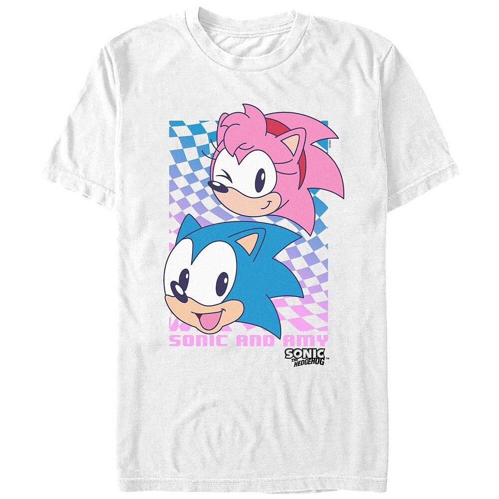 

Мужская футболка с рисунком Sonic The Hedgehog Sonic And Amy Licensed Character, белый