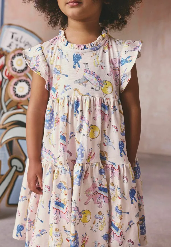 Платье-Футляр cath kidston из многослойного трикотажа стандартного кроя Next, Cream Blue — фото 4