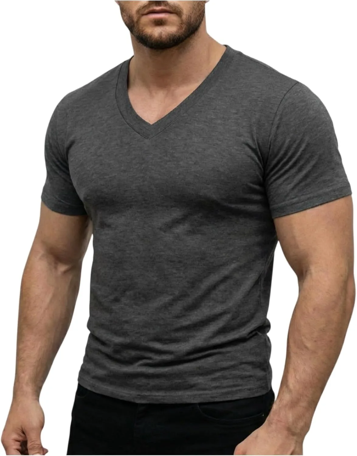 

Футболка мужская V-образный вырез slim fit