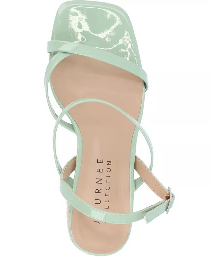 Женские босоножки Olivina Espadrille на блочном каблуке с ремешками Journee Collection, зеленый — фото 4