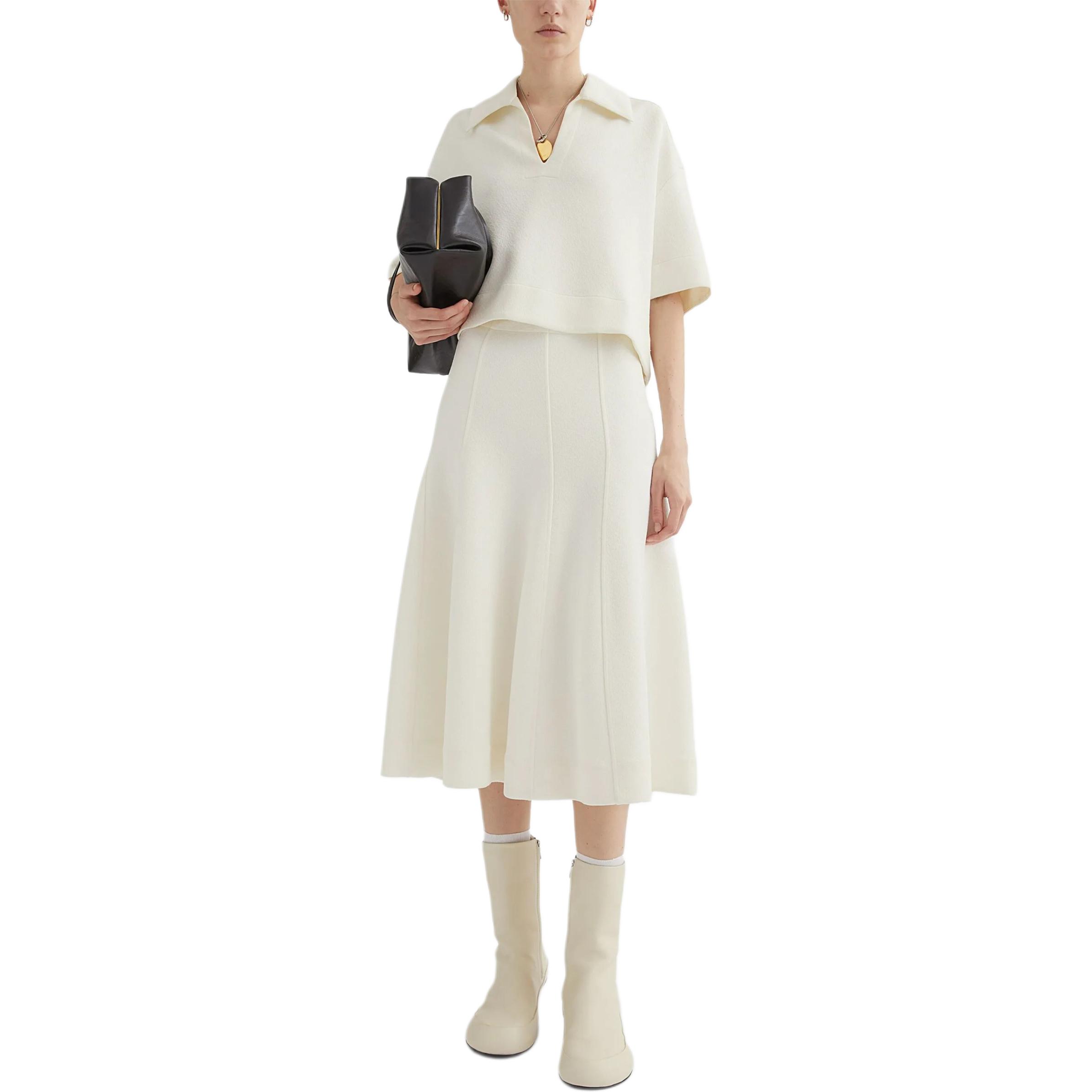 Юбка миди с завышенной талией и расклешенным подолом JIL SANDER, milk белый — фото 4