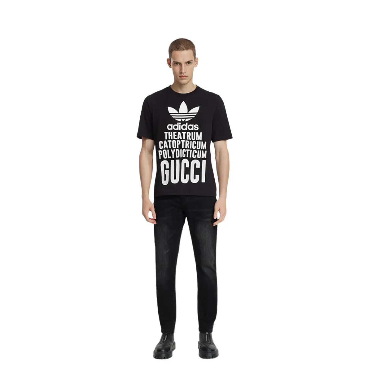 Футболка мужская Adidas x Gucci, белый с черным — фото 3