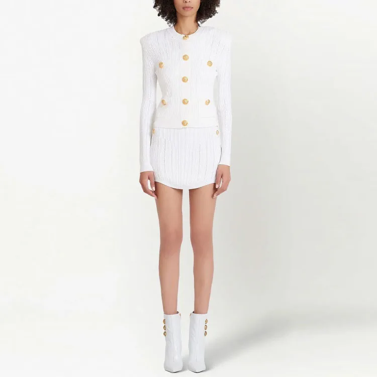 Кардиган на пуговицах из тонкой вязки BALMAIN, белый — фото 4