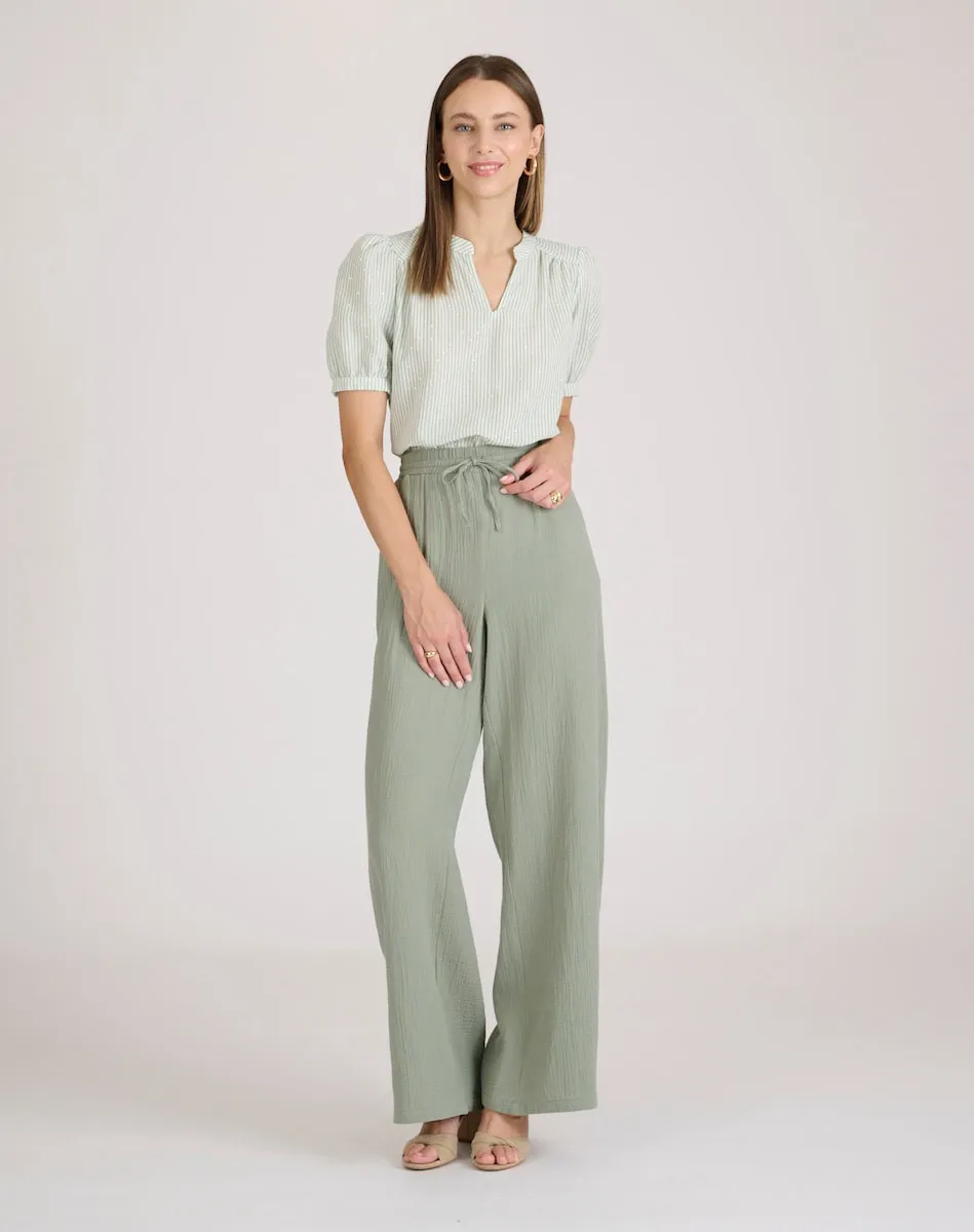 

Женские брюки свободного кроя с боковыми карманами Naf Naf, хаки